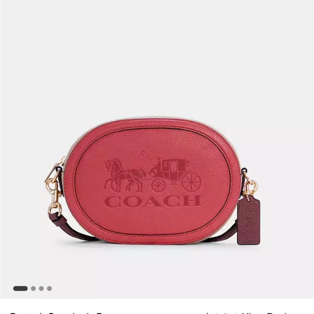 Pink and Tan Coach Crossbody Bag with Gold Hardware